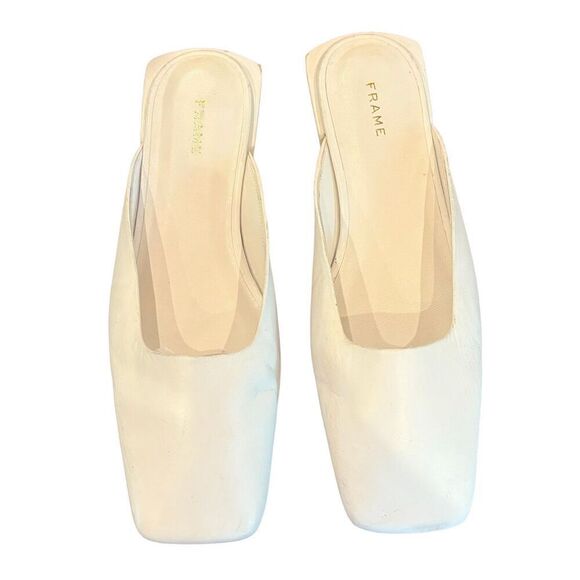 Frame Le Town Mule in White Leather NWOB Size 37/ or US 7 - Picture 1 of 6